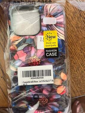 Fashion Case iPhone 15 Pro Max Floral Stained Glass Design